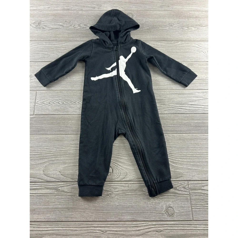 Air Jordan 18M Jumpman Full Zip Hooded One Piece Coverall Black White 5594-023